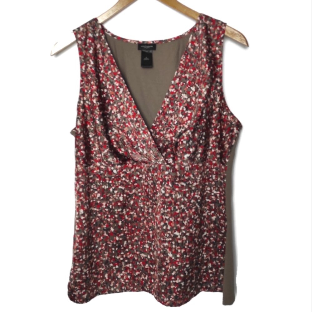 Ann Taylor Satin Surplice V-Neck Sleeveless Blouse Medium